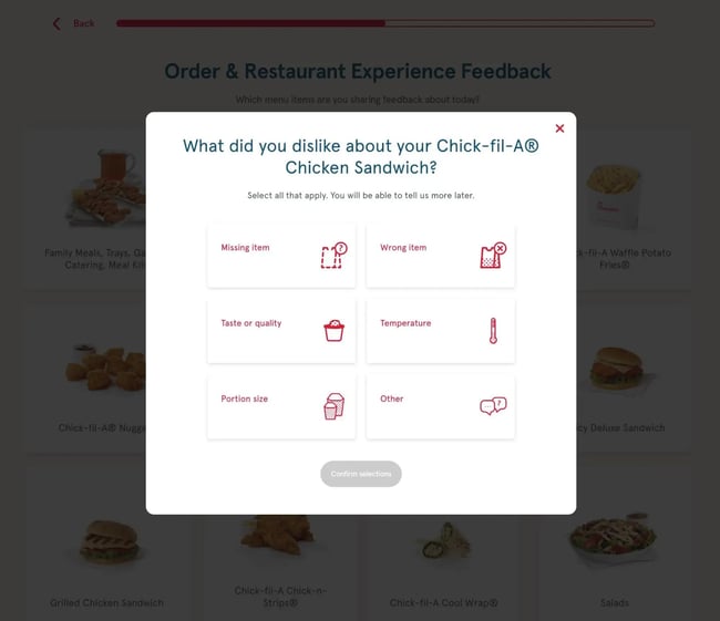 chick-fil-as customer feedback form uses a very structured